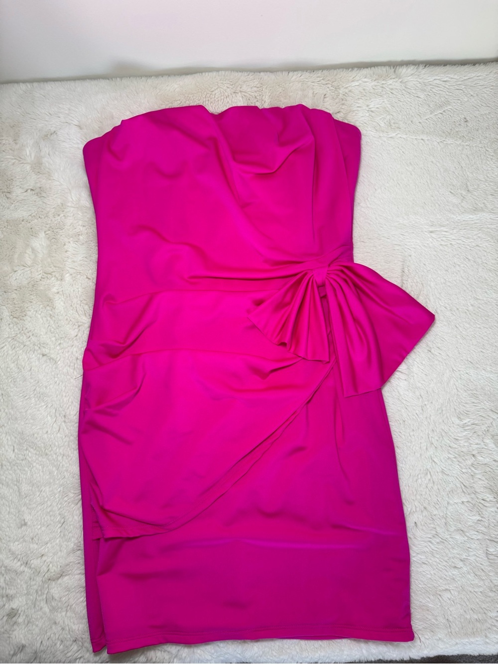 Pink Lily Strapless Hot Pink Bow-Detail Cocktail Dress